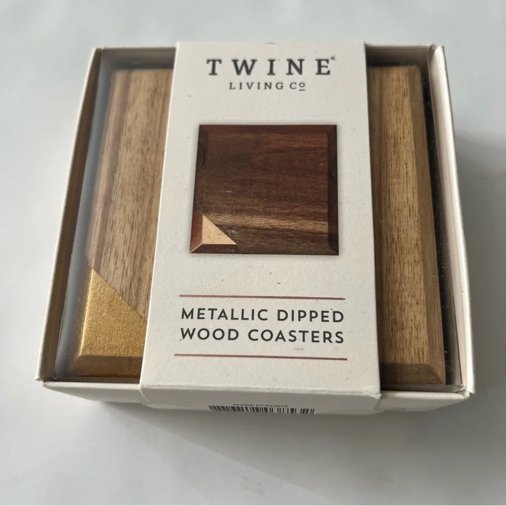 New Old Kentucky Home Metallic Dipped Coaster Set by Twine 4 Pack Wood Copper
